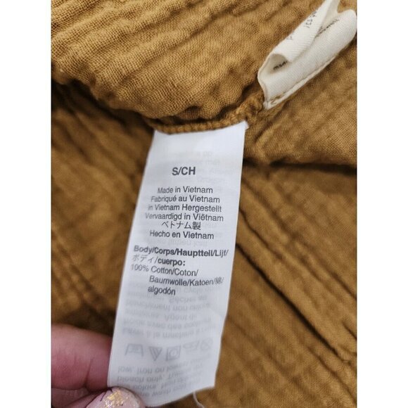 Madewell Peplum Top Brown Long Sleeve Lightspun Button-Back Women's Small - Picture 9 of 10